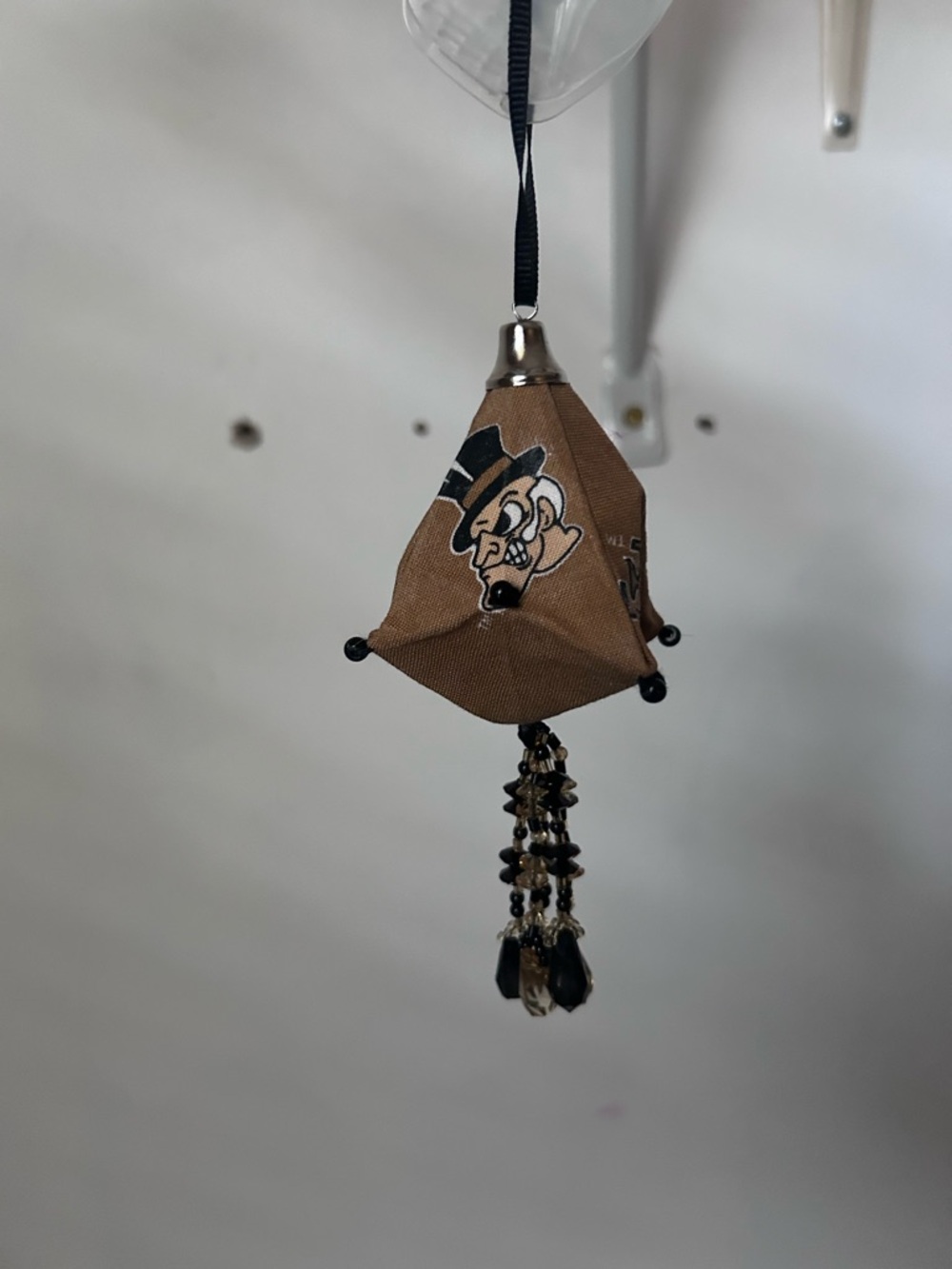 Hand Crafted Brown Beaded Hanging Holiday Ornament Wake Forest University